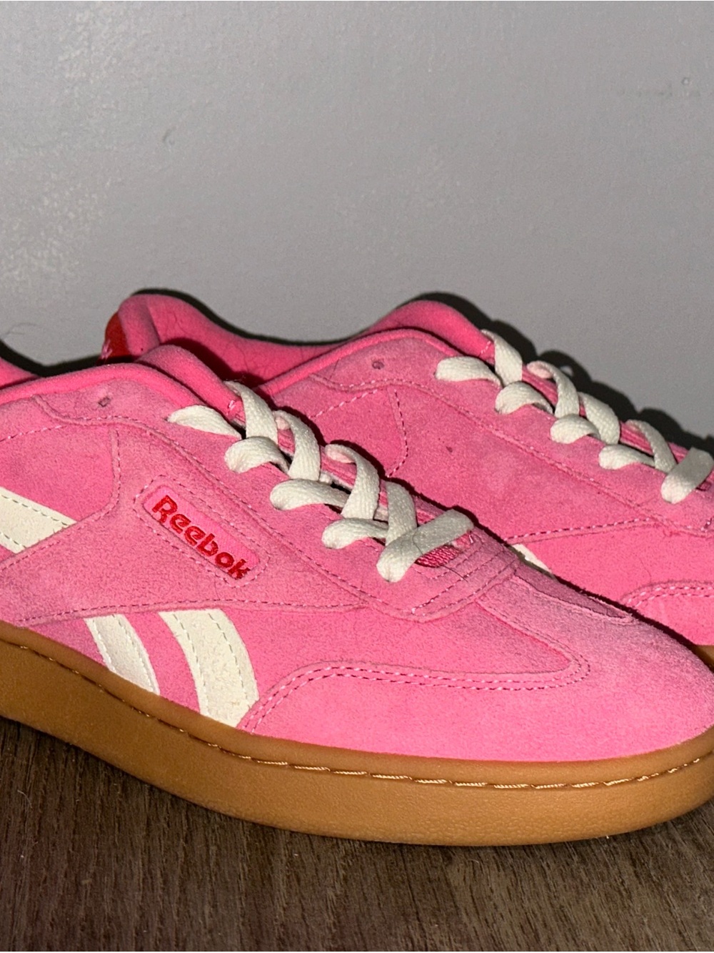 Reebok Kids Bright Pink Suede Sneakers with White Accents